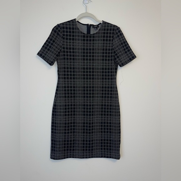 Theory Rijik Dress Black Plaid Structured Knit Shift 4 dark academia old money - Picture 4 of 8